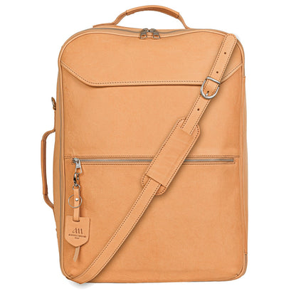 Unisex travel suitcase in vegetable tanned leather by Alessia Firenze, handmade in Italy