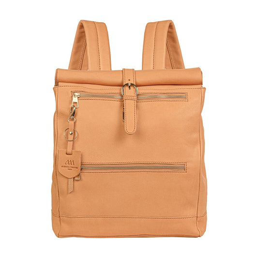 Minimalist leather backpack in vegetable tanned leather, Alessia Firenze