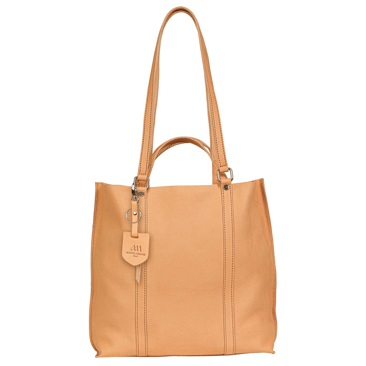 Tote bag in vegetable tanned leather by Alessia Firenze, handmade in Italy