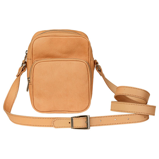 Small shoulder bag in natural vegetable tanned leather, Alessia Firenze