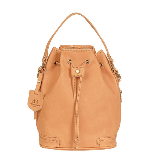 Soft bucket bag handmade in Italy from vegetable tanned leather