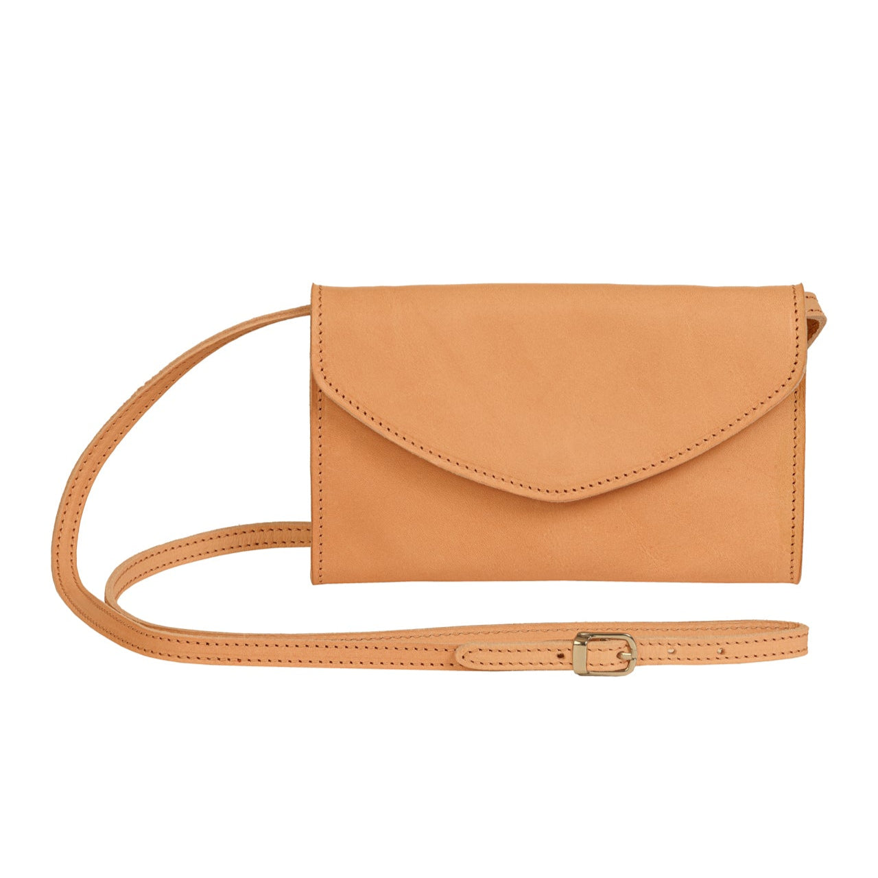Alessia Firenze vegetable tanned leather crossbody wallet in natural tan